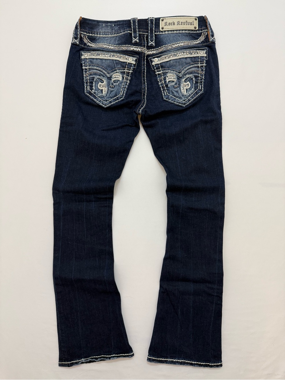 Rock Revival Jeans Womens 26 Janet Bootcut Dark Wash Distressed